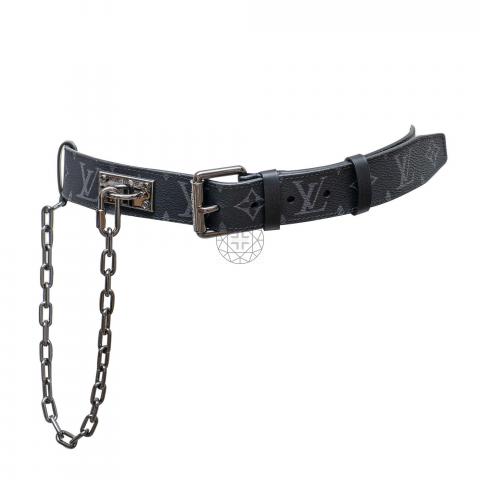 Louis Vuitton Signature Chain Belt Monogram Eclipse 35MM Black