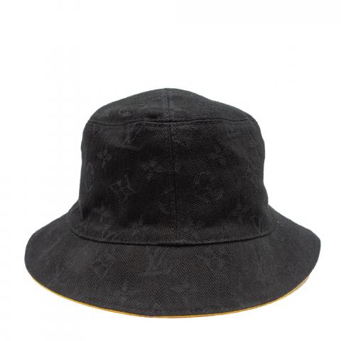 Louis Vuitton Bucket Hat Bonnet Damier Giant Wave Monogram Black Denim  z7biAK