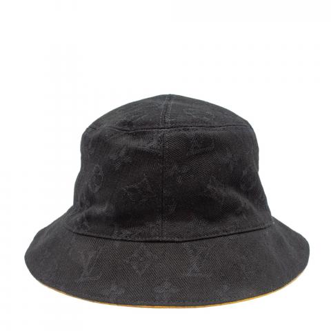 LOUIS VUITTON Nylon Monogram Reversible Bob Bucket Hat S Brown Black  1047441