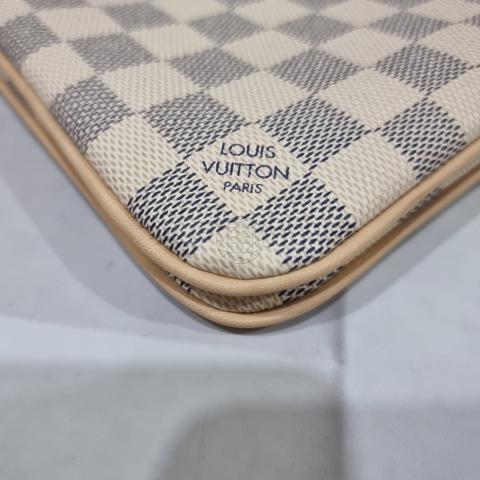 Louis Vuitton Brown, Pattern Print Damier Ebene Double Zip Pochette