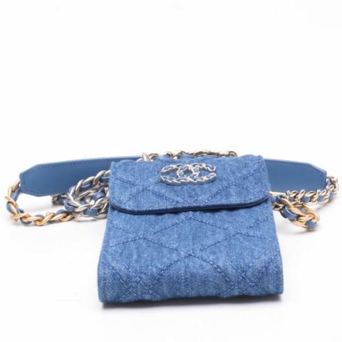 Sell Chanel Denim C19 Phone Holder Bag - Blue