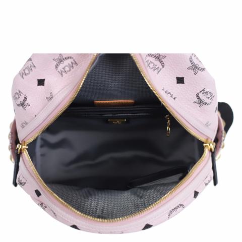 MCM Stark Backpack Visetos Side Studs Medium Soft Pink in Leather