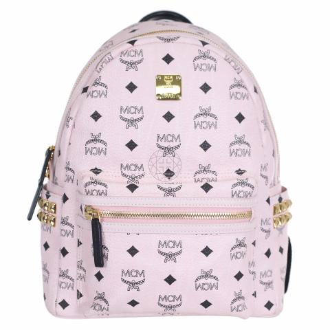 MCM Pink Visetos Leather Large Studs Stark Backpack MCM