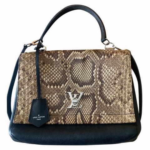 Louis Vuitton Black Leather and Python Lockme MM Bag Louis Vuitton
