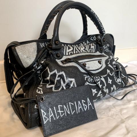 Balenciaga classic city aj small graffiti satchel bag hot sale