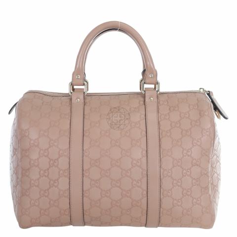 Gucci Joy Boston Bag GG Beige and Black Canvas Leather ref434208  Joli  Closet