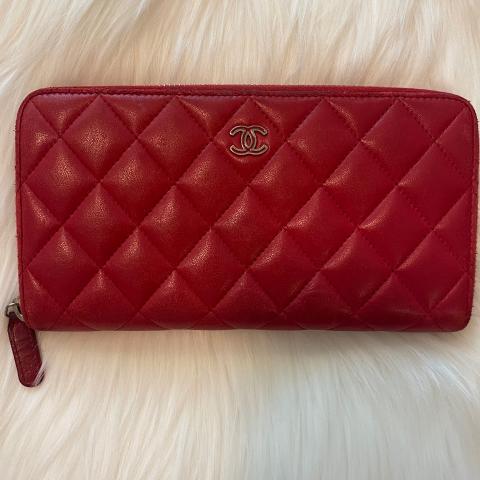 Chanel Zip Around Quilted Caviar Leather Wallet