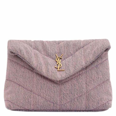 Sell Saint Laurent Small Puffer Envelope Pouch in Bleached Lilac Denim x  Smooth Leather with Bronze Hardware - Purple