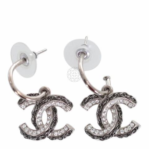 Sell Chanel Crystal CC Earrings - Silver 