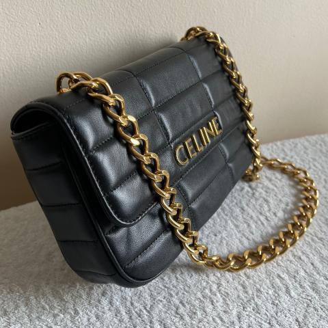 Céline Celine Black Leather Chain Shoulder Bag Metal ref.150106 - Joli  Closet