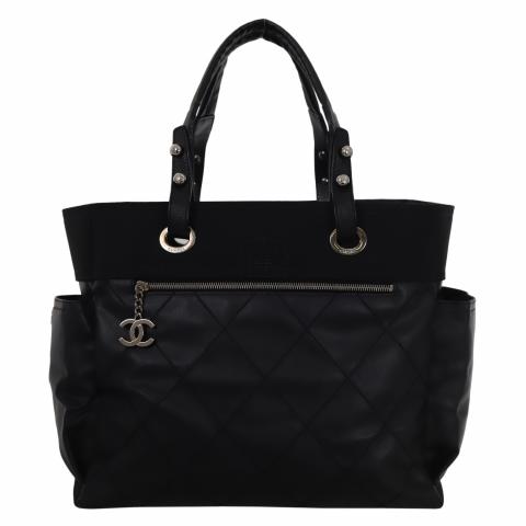 Sell Chanel Coated Canvas Paris Biarritz Tote Bag - Black 