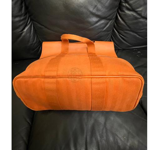 HERMES Canvas Valparaiso GM Silver Button Handle Bag Orange