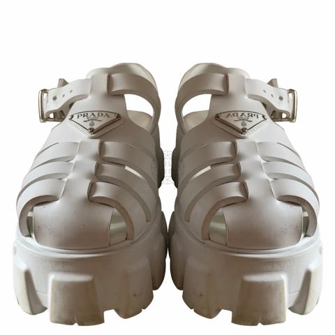 Prada Monolith Fisherman Sandals White