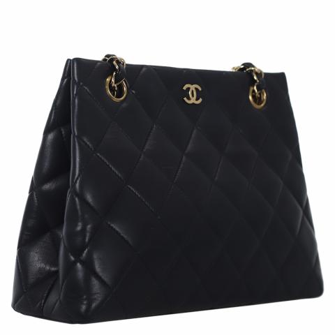 Sell Chanel Vintage Quilted Lambskin Shoulder Bag - Black