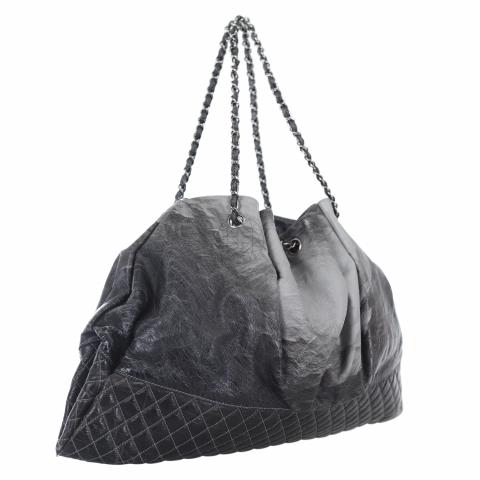 Chanel Black Quilted Black Leather Large Melrose Degrade Tote Bag, Lot  #58024