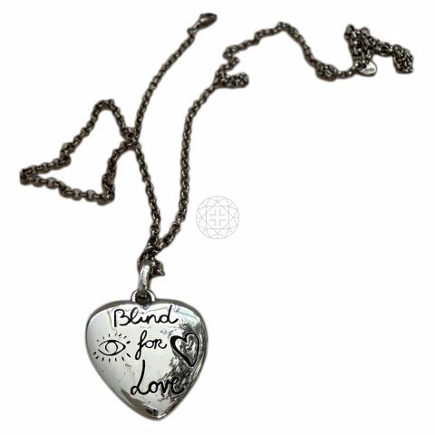 925 Sterling Silver Blind For Love Necklace With Gucci Motifs