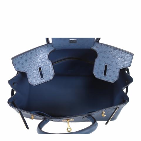 Birkin 30 ostrich handbag Hermès Blue in Ostrich - 28624521
