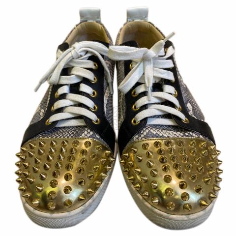 Christian Louboutin Beige Spike Python Louis High Top Sneakers