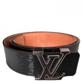 Louis Vuitton LV Initiales 40mm Matte Black Belt Grey Monogram Eclipse. Size 85 cm
