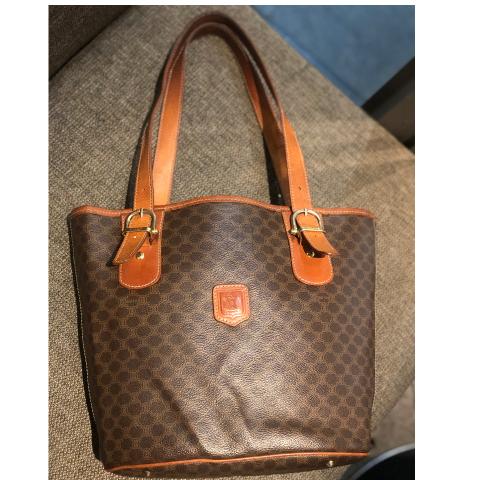 Céline Celine Tote Bag Vintage Macadam Brown Cloth ref.1004385