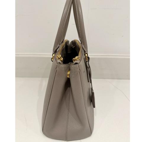 Prada BN1801 Argilla Double Zip Saffiano Lux Tote