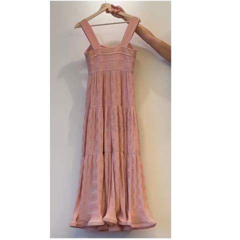 knee length dresses for ladies Jonathan Simkhai Rocky Crochet-Trimmed Tiered Maxi Dress Ecru Size Med   Celebrity Owned