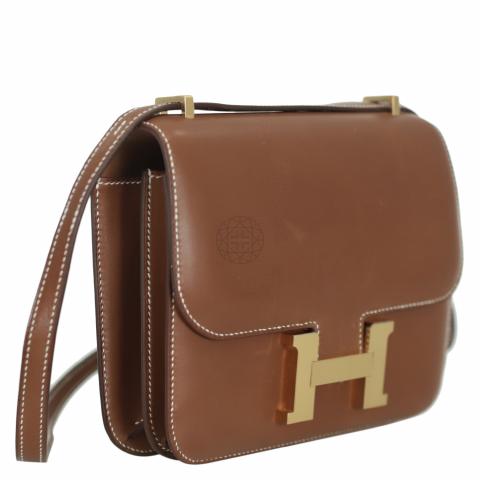Constance leather crossbody bag Hermès Brown in Leather - 32272224