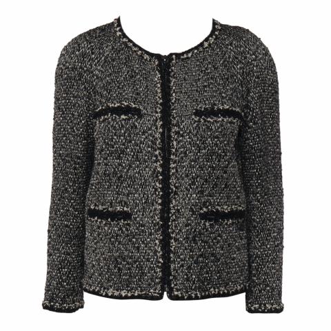 Sell Chanel Zip Up Tweed Jacket - Black 