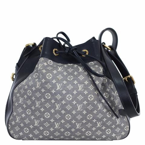 Louis Vuitton Noe Denim Monogram Blue Leather Carryall Bucket Shoulder Bag  at 1stDibs