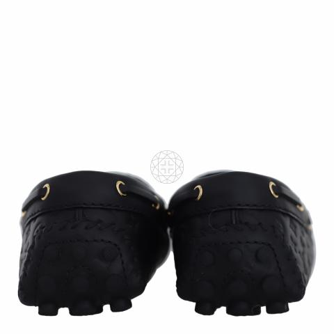 Louis Vuitton Black Monogram Embossed Leather Gloria Flat Loafers