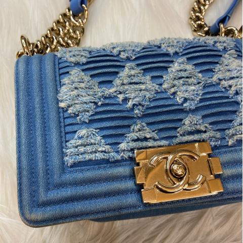 CAYOU AUCTION WINNER Preloved Chanel Denim Blue Medium Boy Bag