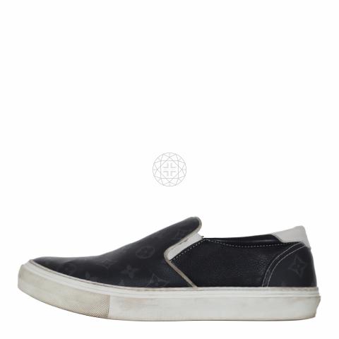 Louis Vuitton Black and White Monogram Leather Slip-On Sneakers louis vuitton monogram shoes products for sale | eBay main image 4