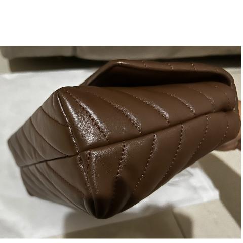 Tory Burch Kira Chevron Convertible Shoulder Leather Bag, Fudge Brown