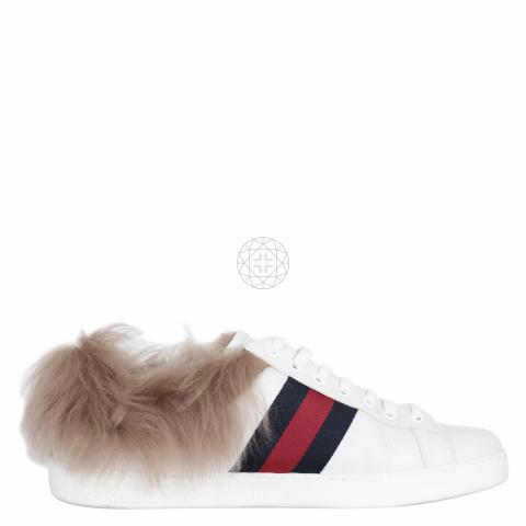 Sell Gucci Fur-Line Bee Ace Sneakers White
