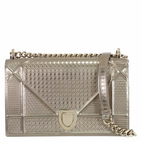 Christian Dior Metallic Pink Leather Micro Cannage Diorama Small Flap Bag