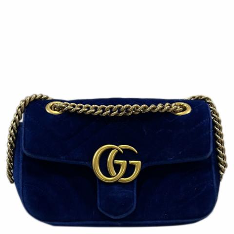 Sell Gucci Velvet Mini Marmont Bag - Blue 