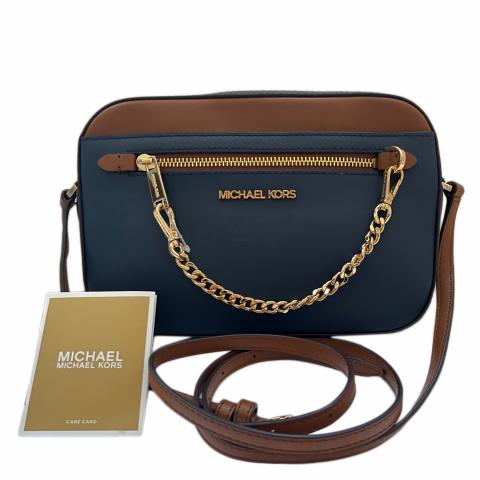 Sell Michael by Michael Kors Large Jet Set East West Zip Chain Bag -  Blue/Brown 