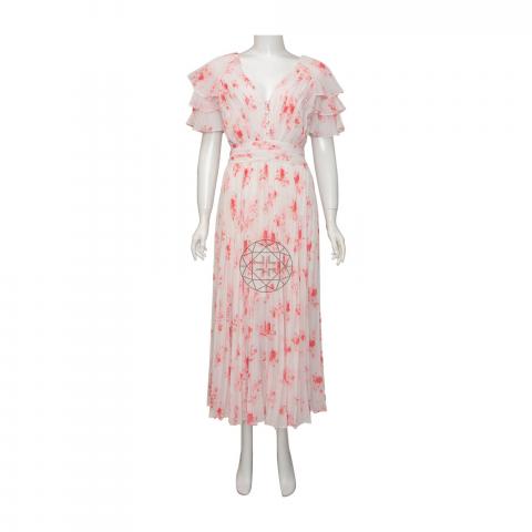 Sell Self Portrait Pleated Floral Print Midi Dress - Pink/White |  HuntStreet.com