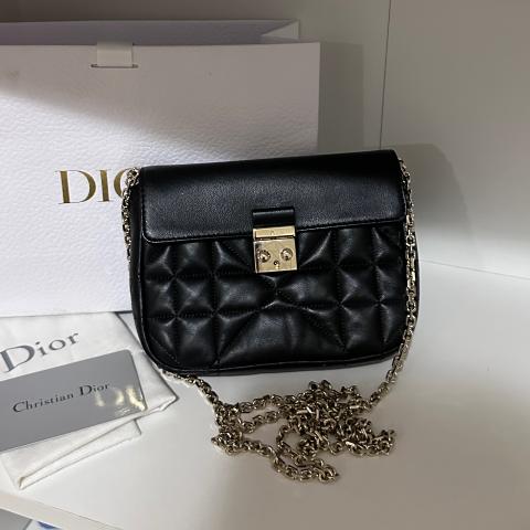 Christian Dior Black Leather Diorama Wallet on Chain  STYLISHTOP