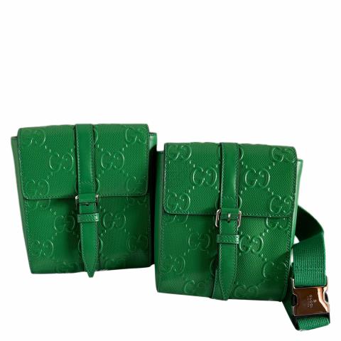 Jumbo GG belt bag in dark green leather