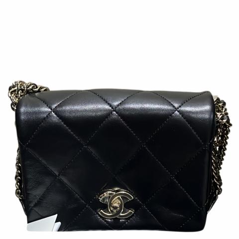 Handbags Chanel Chanel Classic Large 11 Chain Shoulder Bag Flap Black Lambskin
