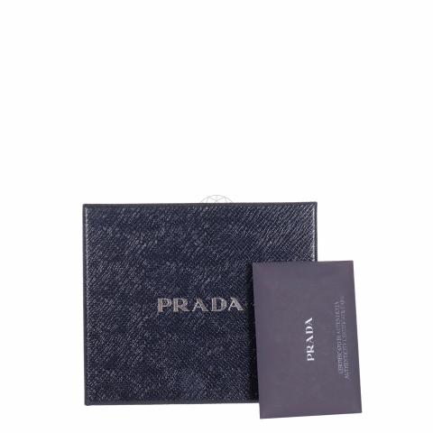 Prada Saffiano Leather Badge Holder, Women, Black