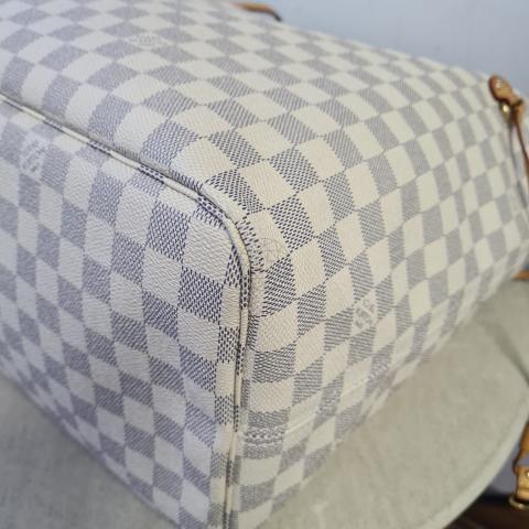 Louis Vuitton White Damier Azur Neverfull GM Leather Cloth ref.963943 -  Joli Closet