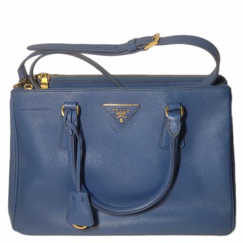 PRADA Saffiano Lux Double-Zip Tote Bag Light Blue Leather ref.36967 - Joli  Closet