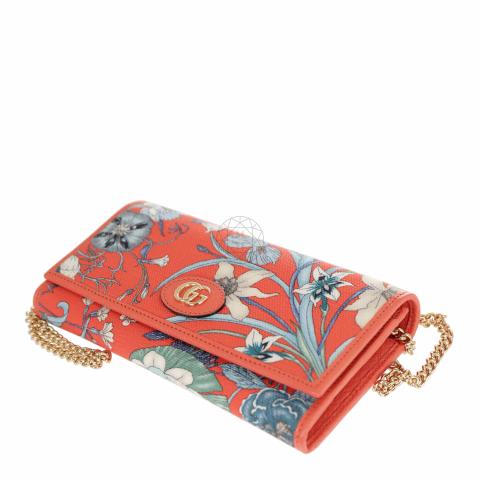 Sell Gucci Limited Edition Canvas Floral Wallet on Chain Orange