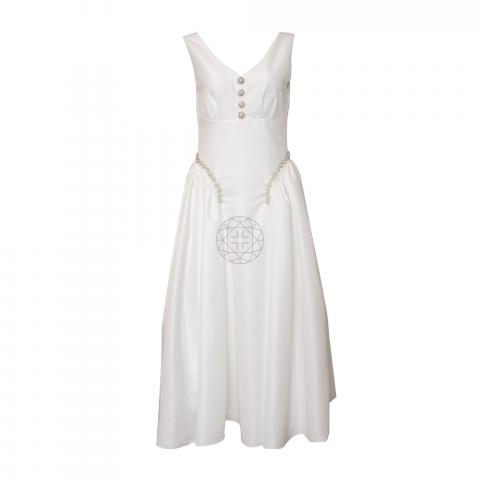 Sell Self Portrait Faux Pearl Embellished Taffeta Midi Dress - White |  HuntStreet.com