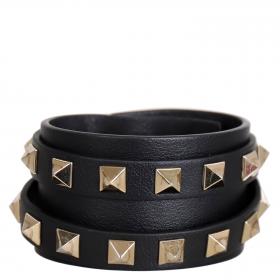 Rockstud Calfskin Doublestrap Bracelet for Woman in Poudre  Valentino US