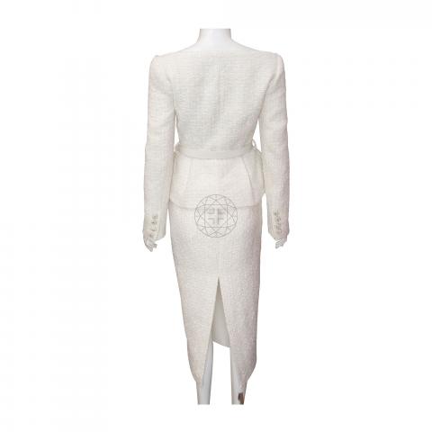 white christmas dresses Self-Portrait- Cream Boucle Midi Dress – High-End Hire main image 0
