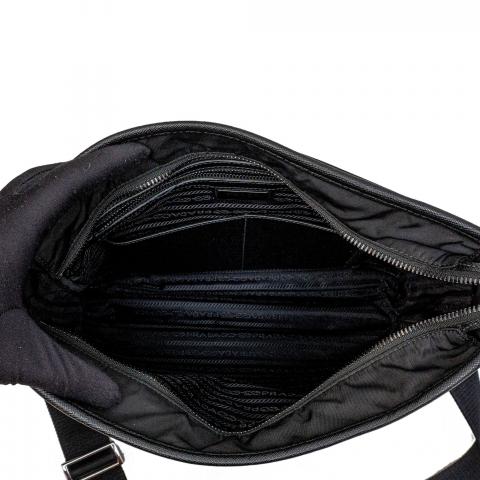 PRADA Tessuto Nylon Messenger Bag Black 16341