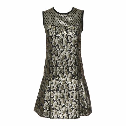 Sell Victoria Beckham Metallic Jacquard Sleeveless Dress - Black/Gold |  HuntStreet.com